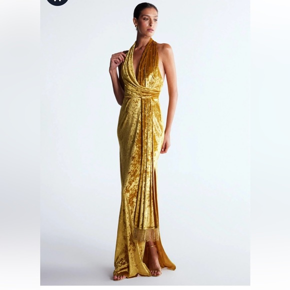 Better Days RUTH Gold Velvet Dress - Picture 1 of 4